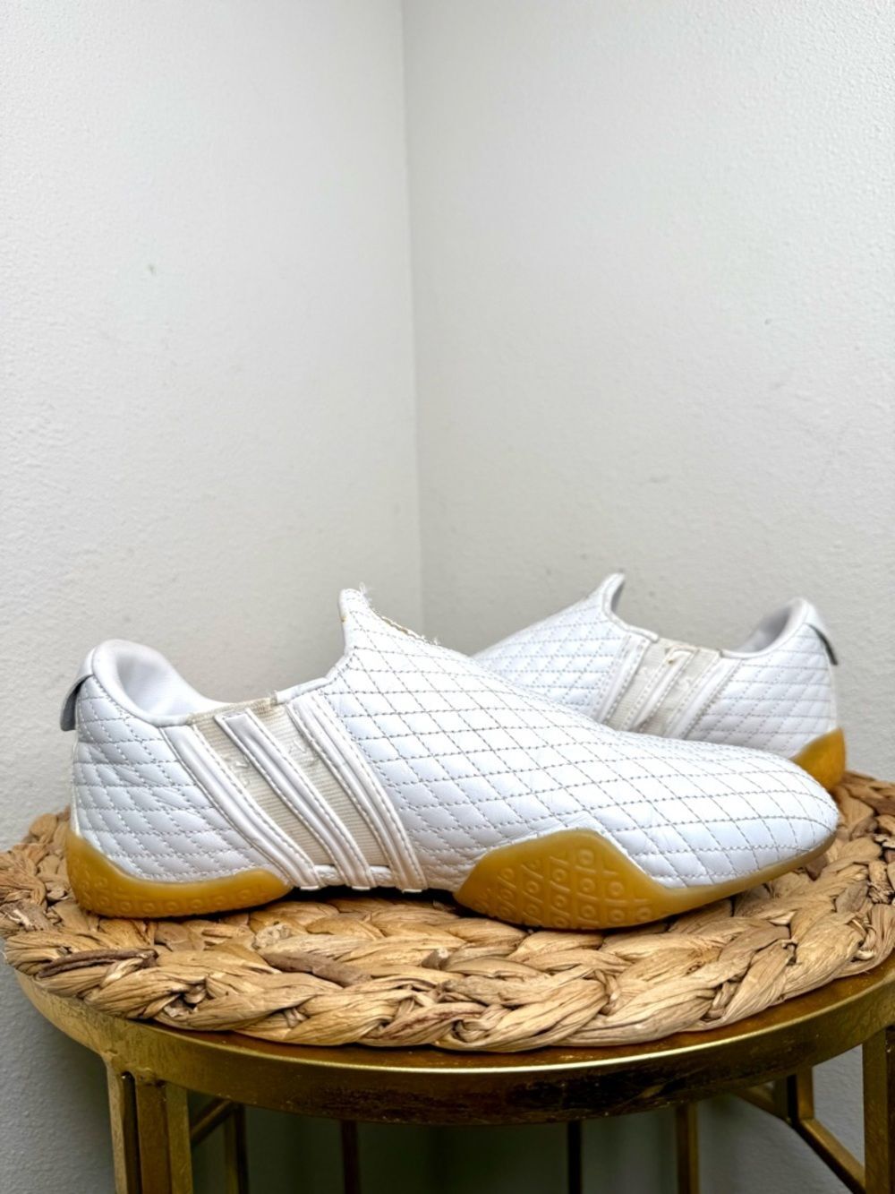 Adidas Chen Tao Sneakers Y2K Leather Quilted shoe Slip-On Quilt Taekwondo White